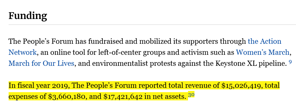 The People's Forum — $15M total revenue (FY 2019)