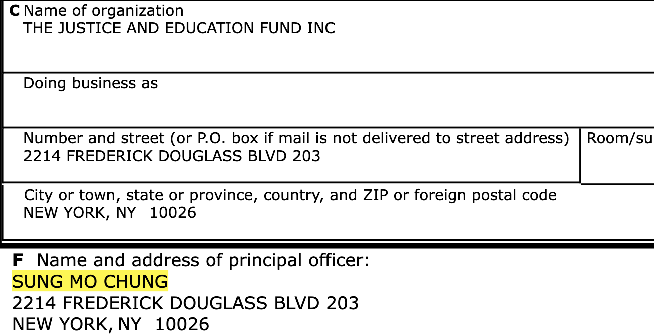IRS Form 990 listing — David Sung Mo Chung (1 of 2)