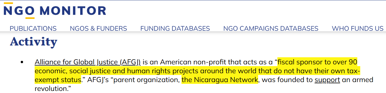 Alliance for Global Justice — fiscal sponsor structure