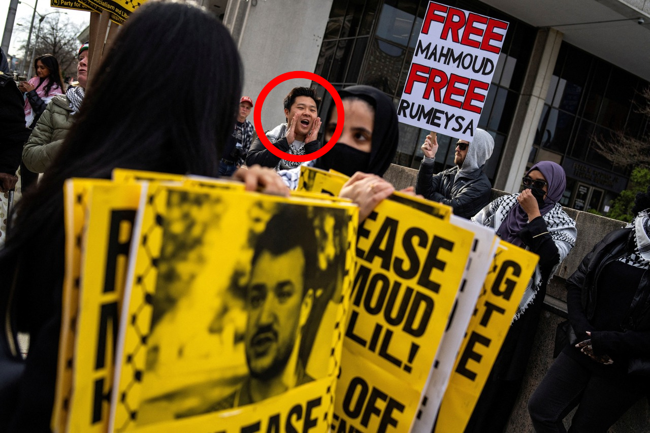 "Free Mahmoud Khalil" demonstration outside Columbia