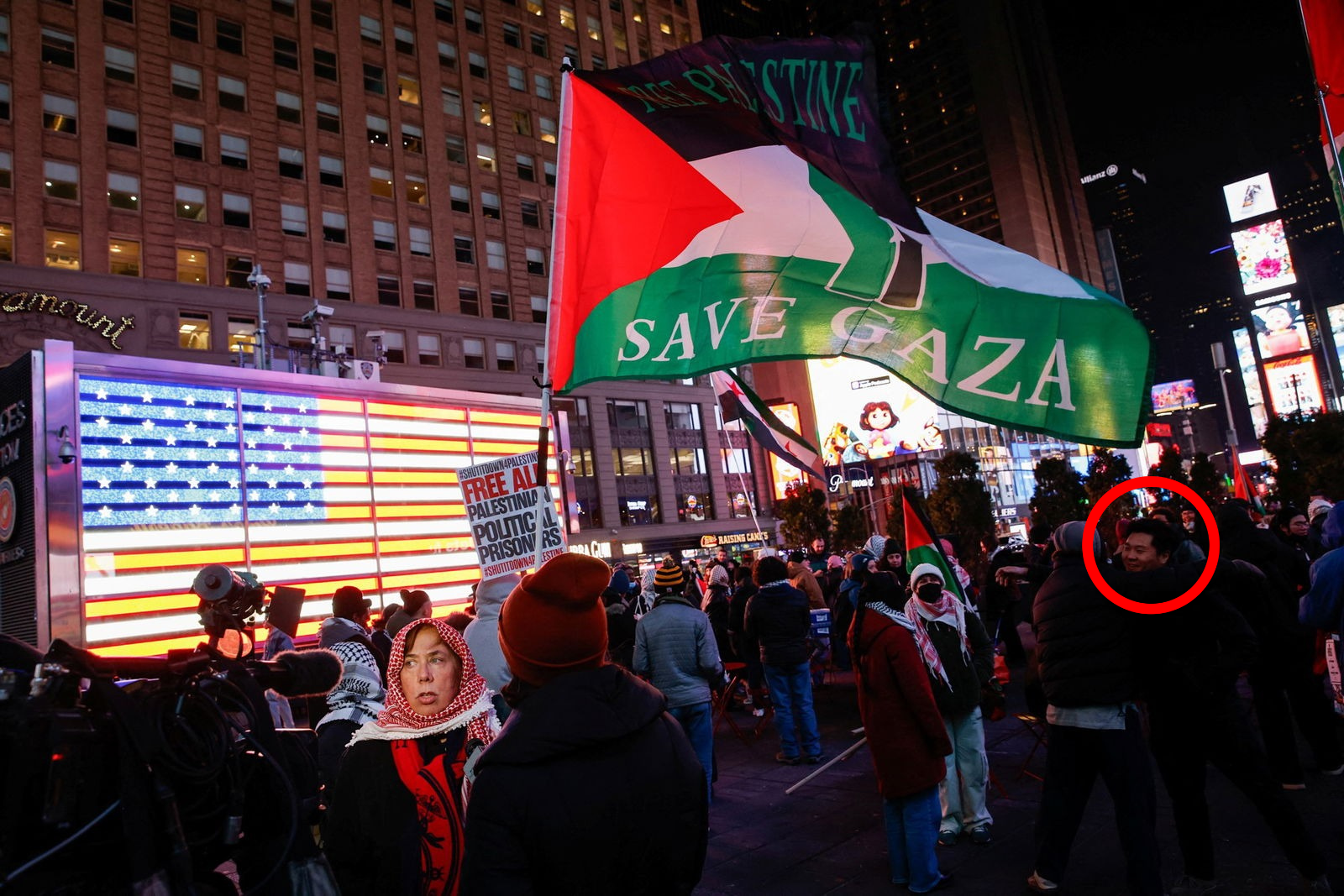 NYC Save Gaza demonstration — David Chung on the front line