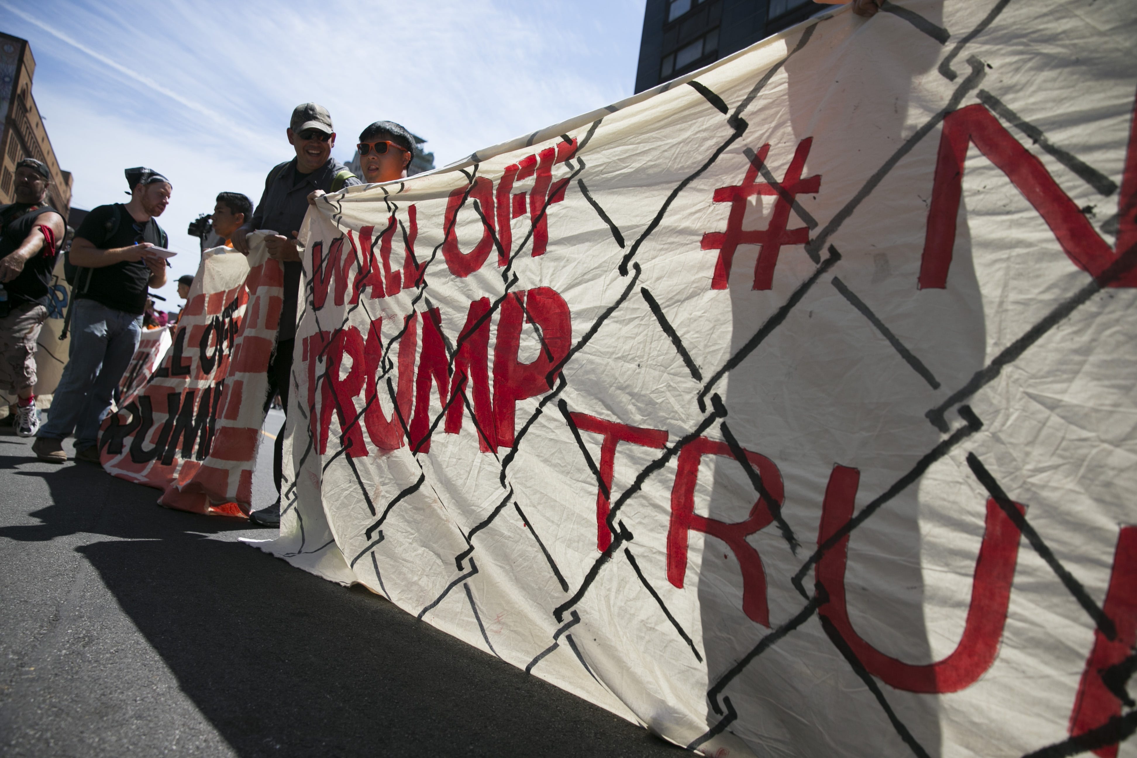 "Wall Off Trump" street action — David Chung