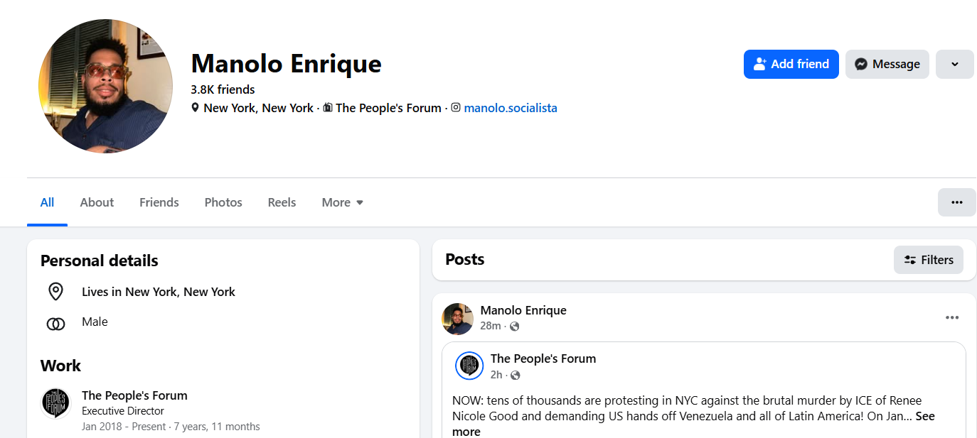 Facebook profile — Manolo Enrique, 3.8K friends