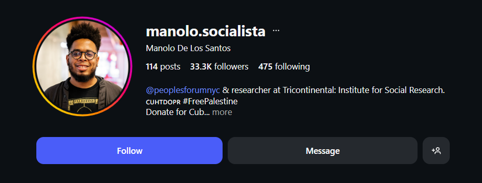 Instagram profile — @manolo.socialista, 33.3K followers