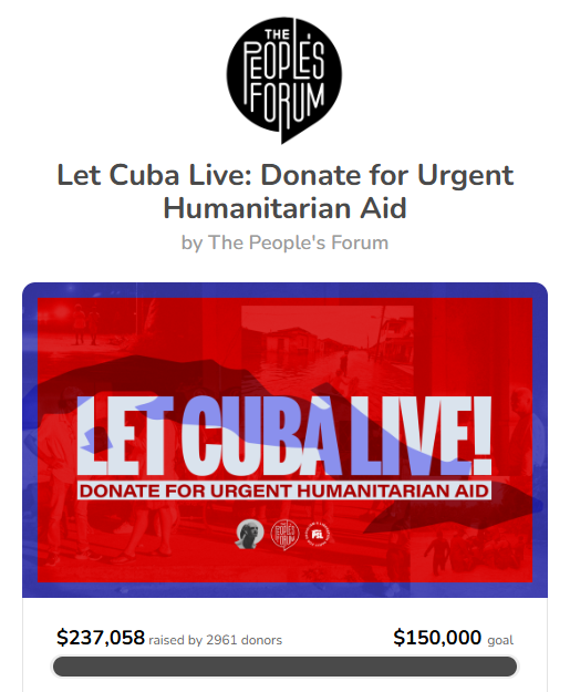Let Cuba Live: Donate for Urgent Humanitarian Aid — $237,058 raised, $150,000 goal
