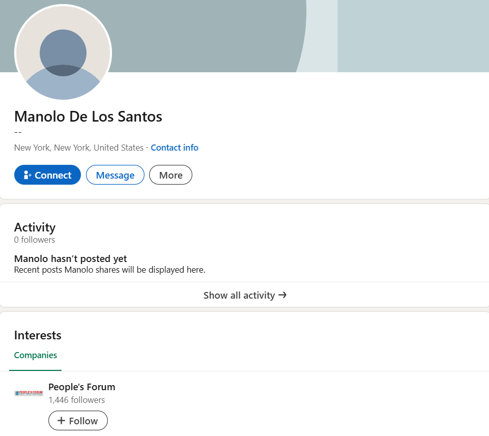 LinkedIn profile — Manolo De Los Santos