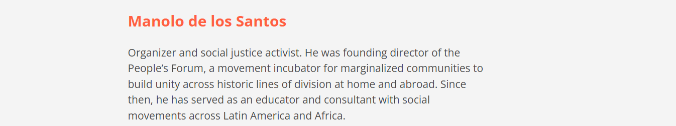 Justice and Education Fund Board of Directors webpage — Manolo de los Santos listed