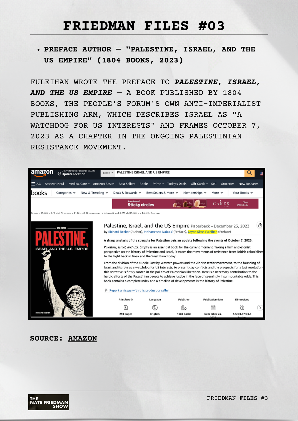 "Palestine, Israel, and the US Empire" — preface by Layan Fuleihan (1804 Books, 2023)