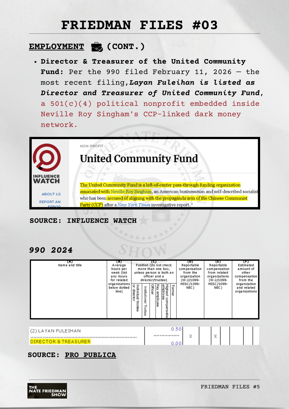 United Community Fund — Layan Fuleihan listed as Director & Treasurer (990, Feb 2026)
