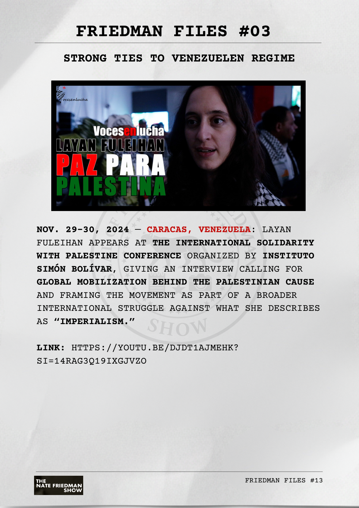Caracas International Solidarity with Palestine Conference — Nov 29–30 2024